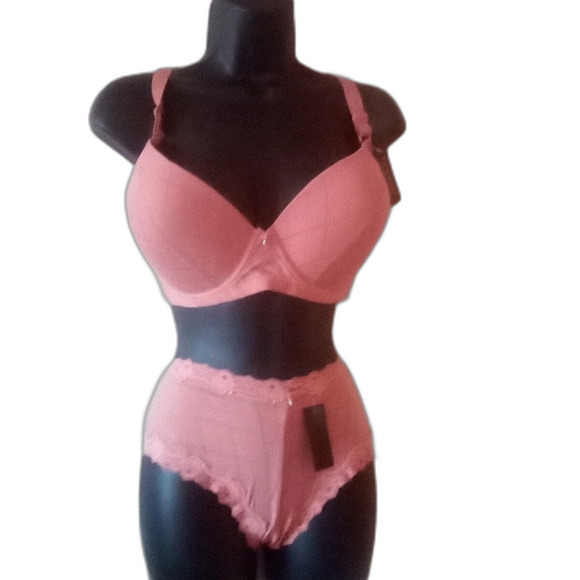 Youmita  Coral Jacquard 42DD Push Up Bra/3X Hipster Set NWT - Picture 1 of 14